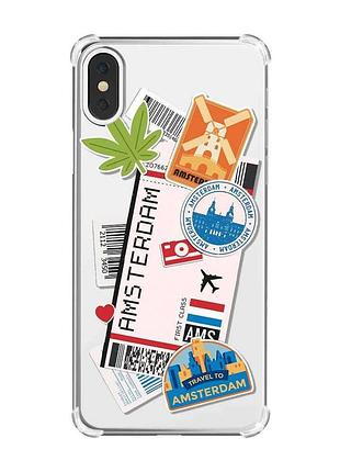 Чохол з потовщеними кутами на iphone x/xs :: подорожі. амстердам (принт 327)