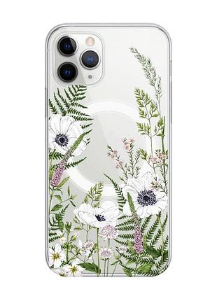 Магнітний чохол на iphone 11 pro max із підтримкою magsafe :: квіти польові (принт 363)