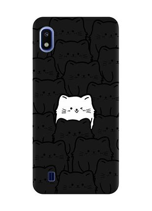 Матовый черный чехол на samsung galaxy a10 (2019) a105 котики (принт 392)