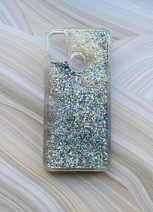 Чехол с плавающими блестками на samsung galaxy m30s/m21 серебристый