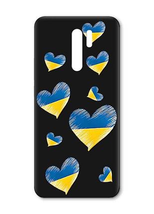 Матовый черный чехол на xiaomi redmi 9 :: сердечка. украина (принт 258)