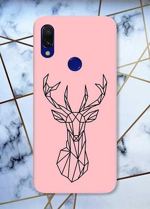 Матовий чохол з рожевими боками на xiaomi redmi 7 :: олень /принт 128/