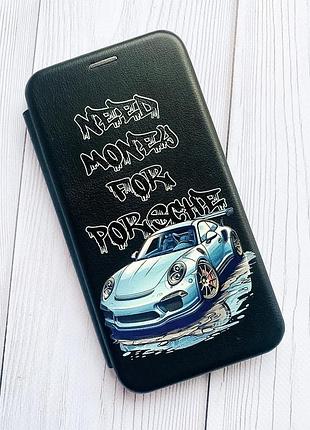 Чехол-книжка с рисунком для xiaomi redmi note 9 pro/9s/9 pro max чёрный хочу порше (принт 385) 2