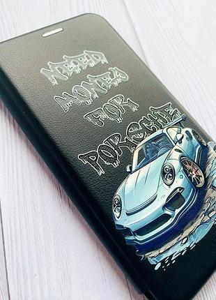 Чехол-книжка с рисунком для xiaomi redmi note 9 pro/9s/9 pro max чёрный хочу порше (принт 385) 3