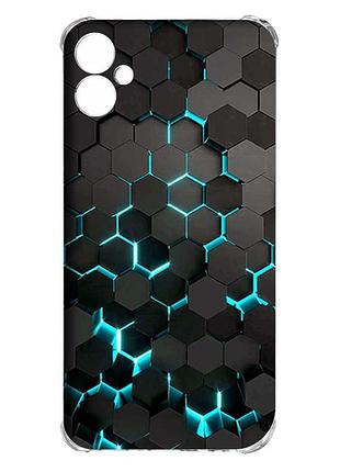 Чехол с утолщёнными углами на samsung galaxy a06 (a065) соты 3d (принт 357)