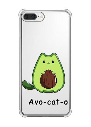 Чехол с утолщёнными углами на iphone 7 plus/8 plus :: котик авокадо (принт 306)