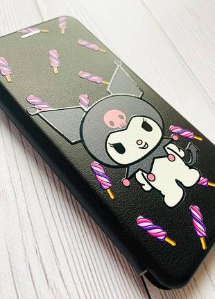 Чохол-книжка чорний з малюнком на xiaomi redmi note 10 / note 10s куромі (принт 390) 2