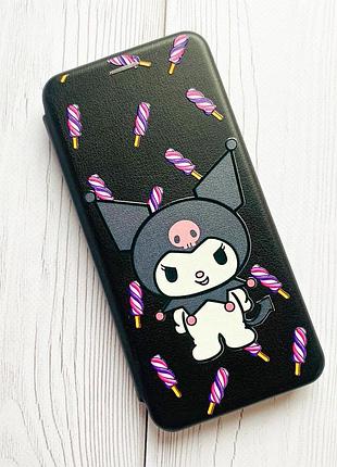 Чохол-книжка чорний з малюнком на xiaomi redmi note 10 / note 10s куромі (принт 390) 4