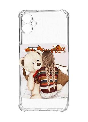 Чохол з потовщеними кутами на samsung galaxy a06 (a065) дівчинка з ведмедиком (принт 117)