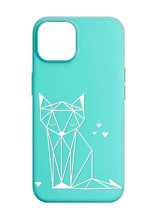 Матовый бирюзовый чехол на apple iphone 14 :: лиса (принт 127)