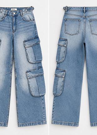 Bershka baggy cargo jeans 36, унісекс, нові