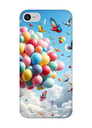 Матовый чехол с розовыми боками на iphone 7 / 8 :: воздушные шарики (принт 365)