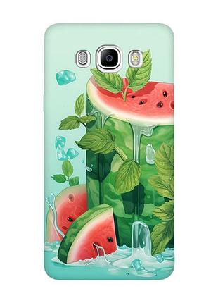 Матовый чехол с черными боками на samsung galaxy j7(2016) j710 :: арбузный айсберг (принт 339)