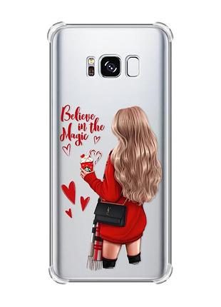 Чохол з потовщеними кутами на samsung galaxy s8 :: дівчина з кавою (принт 137)