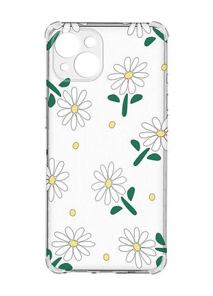 Чехол с утолщенными углами на iphone 15 plus :: ромашки (принт 368)