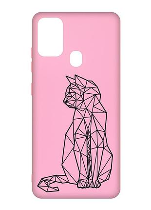 Матовый розовый чехол на samsung galaxy m30s/m21 :: кошечка (принт 124)