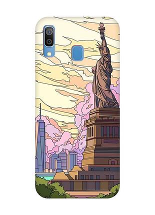 Чехол с красными боками на samsung galaxy a30 (2019) / a20 (2019) :: статуя свободы (принт 331)
