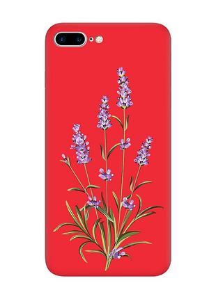 Матовий червоний чохол на iphone 7 plus/8 plus :: гілочки лаванди (принт 266)