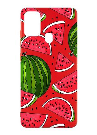 Матовий червоний чохол на samsung galaxy m30s/m21 :: кавуни (принт 341)