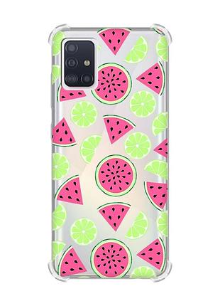 Чехол с утолщёнными углами на samsung galaxy a71/a715 :: арбузы и лайм (принт 345)
