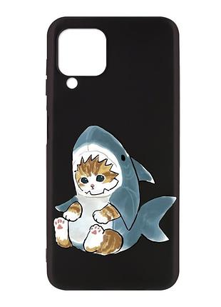Матовый черный чехол на samsung galaxy a12 :: котёнок (принт 120)