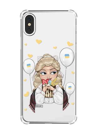 Чехол с утолщёнными углами на iphone x/xs :: украинка со сладостями (патриотический принт 175)