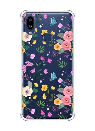 Чехол с утолщенными углами на samsung galaxy a10s (a107) :: цветочный фон (принт 369)