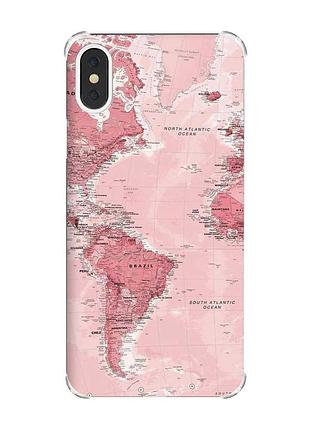 Чохол з потовщеними кутами на iphone x/xs :: карта. подорожі (принт 319)