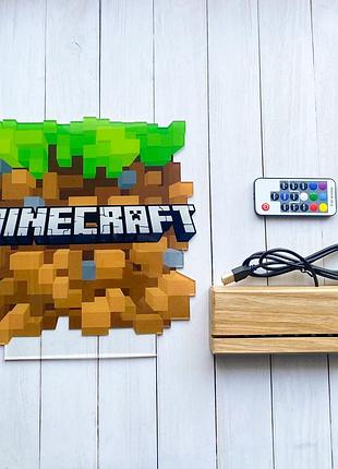 Детский ночник куб майнкрафт minecraft 2