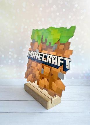 Детский ночник куб майнкрафт minecraft 3