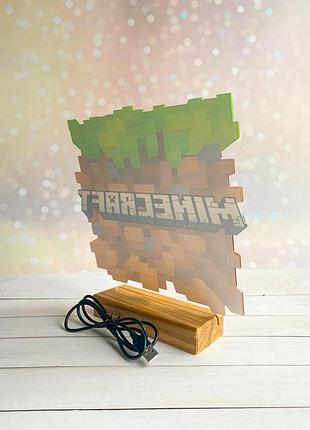 Детский ночник куб майнкрафт minecraft 4