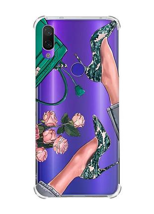 Чохол з потовщеними кутами на xiaomi redmi note 7/7 pro :: туфельки і квіти /принт 225/