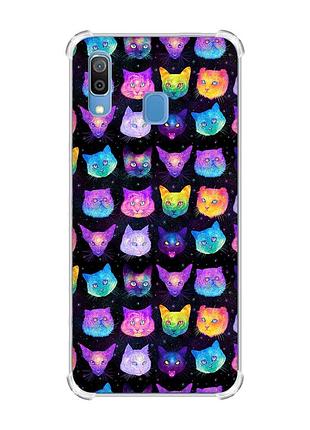 Чехол с утолщёнными углами на samsung galaxy a30 (2019)/a20 (2019) кошки фон (принт 362)