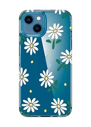 Прозрачный чехол для iphone 13 mini :: ромашки (принт 368)