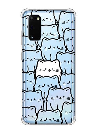 Чохол із потовщеними кутами на samsung galaxy s20 plus котики (принт 392)