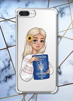 Чохол з потовщеними кутами на iphone 7 plus/8 plus :: дівчина з паспортом (принт 13)