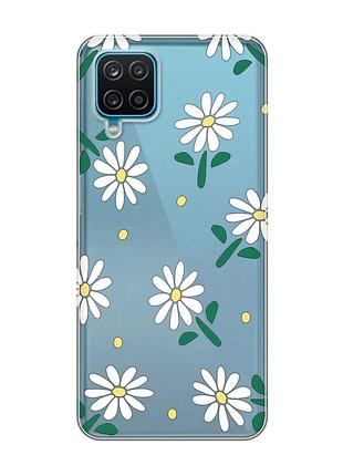 Прозрачный чехол на samsung galaxy a12 4g :: ромашки (принт 368)