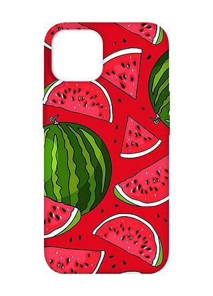 Матовый красный чехол на apple iphone 14 :: арбузы (принт 341)