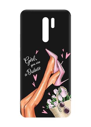 Матовий чорний чохол на xiaomi redmi 9 :: ніжки (принт 62)