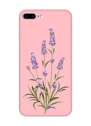 Матовый розовый чехол на iphone 7 plus/8 plus :: веточки лаванды (принт 266)