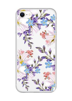 Прозорий чохол для iphone 7, 8 :: квітковий малюнок (принт 272)