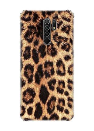 Чехол с утолщёнными углами на xiaomi redmi 9 :: леопардовый дизайн (принт 383)