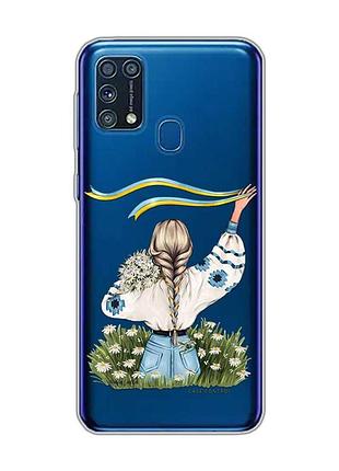 Прозорий чохол на samsung galaxy m31 :: дівчина зі стрічкою (принт 17)