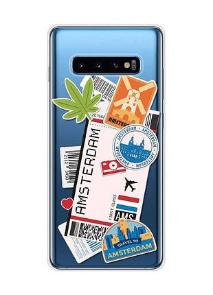 Прозорий чохол на samsung galaxy s10 plus :: подорожі. амстердам (принт 327)