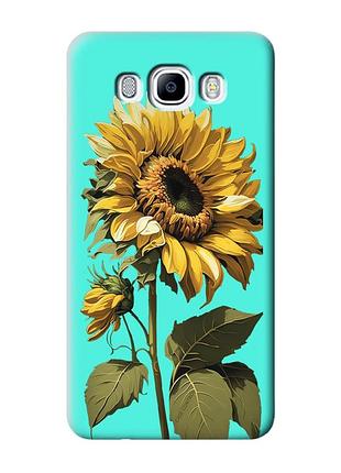 Матовый бирюзовый чехол на samsung galaxy j7(2016) j710 :: подсолнечник (принт 274)
