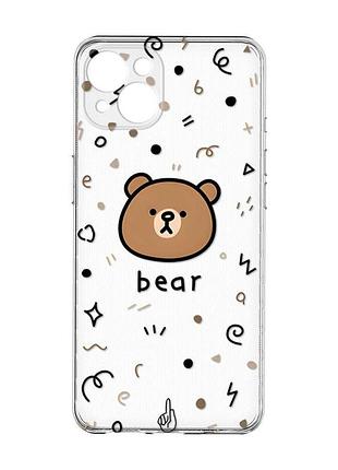 Прозорий чохол із захистом камер на iphone 15 plus :: ведмедик (принт 76)