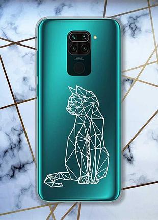 Прозрачный чехол на xiaomi redmi note 9 кошечка принт 125