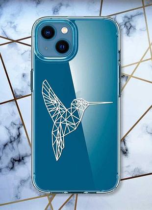 Прозорий чохол для iphone 13 mini колібрі принт 123