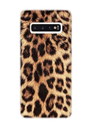 Матовый чехол на samsung galaxy s10 :: леопардовый дизайн (принт 383)