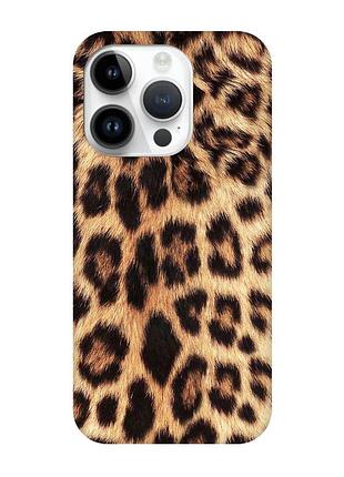 Матовий чохол з чорними боками на apple iphone 14 pro :: леопардовий дизайн (принт 383)